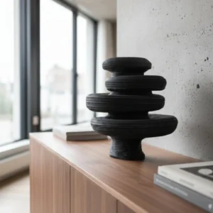 Abstrakte Holz Skulptur Modern / Handgefertigtes Kunstobjekt Massivholz Erle schwarz 36cm / Rustikale Loft Dekoration / direkt vom Künstler